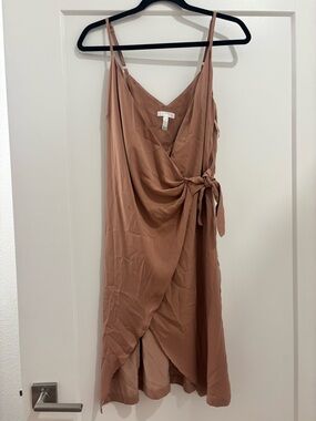 BCBG Mauve Wrap Midi Dress with Side Tie